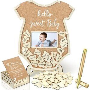 Baby Shower Guest Book Alternative Set Bodysuit Photo Frame Keepsake Decorations